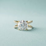 4CTW Round Cut Twisted Split Shank Lab Grown Diamond Engagement Ring For Women Gold