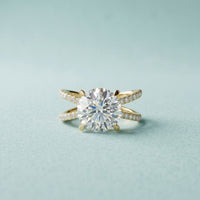 4CTW Round Cut Twisted Split Shank Lab Grown Diamond Engagement Ring For Women Gold
