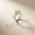4CTW Round Cut Twisted Split Shank Lab Grown Diamond Engagement Ring For Women Gold