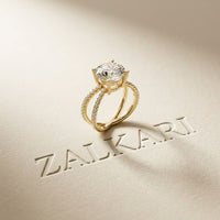 4CTW Round Cut Twisted Split Shank Lab Grown Diamond Engagement Ring For Women Gold