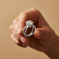 4CTW Round Cut Twisted Split Shank Lab Grown Diamond Engagement Ring For Women White