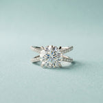 4CTW Round Cut Twisted Split Shank Lab Grown Diamond Engagement Ring For Women White