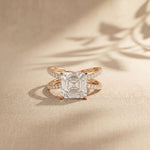 4CTW Asscher Cut Twisted Crossover Lab Grown Diamond Engagement Ring For Women Rose Gold