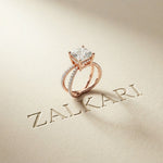 4CTW Asscher Cut Twisted Crossover Lab Grown Diamond Engagement Ring For Women Rose Gold