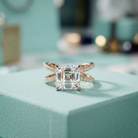 4CTW Asscher Cut Twisted Crossover Lab Grown Diamond Engagement Ring For Women Rose Gold