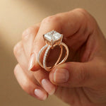 4CTW Asscher Cut Twisted Crossover Lab Grown Diamond Engagement Ring For Women Rose Gold