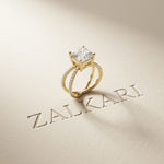 4CTW Asscher Cut Twisted Crossover Lab Grown Diamond Engagement Ring For Women Gold