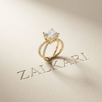 4CTW Asscher Cut Twisted Crossover Lab Grown Diamond Engagement Ring For Women Gold