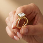 4CTW Asscher Cut Twisted Crossover Lab Grown Diamond Engagement Ring For Women Gold