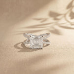 4CTW Asscher Cut Twisted Crossover Lab Grown Diamond Engagement Ring For Women White