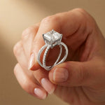 4CTW Asscher Cut Twisted Crossover Lab Grown Diamond Engagement Ring For Women White