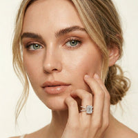 4CTW Emerald Cut Interwoven Band Lab Grown Diamond Engagement Ring For Women Rose Gold