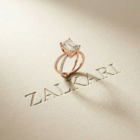 4CTW Emerald Cut Interwoven Band Lab Grown Diamond Engagement Ring For Women Rose Gold