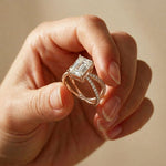 4CTW Emerald Cut Interwoven Band Lab Grown Diamond Engagement Ring For Women Rose Gold