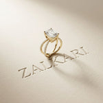 4CTW Emerald Cut Interwoven Band Lab Grown Diamond Engagement Ring For Women Gold