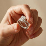 4CTW Emerald Cut Interwoven Band Lab Grown Diamond Engagement Ring For Women White