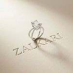 4CTW Emerald Cut Interwoven Band Lab Grown Diamond Engagement Ring For Women White