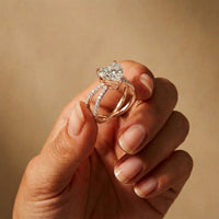 4CTW Heart Cut Contemporary Crossover Lab Grown Diamond Engagement Ring For Women Rose Gold