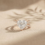 4CTW Heart Cut Contemporary Crossover Lab Grown Diamond Engagement Ring For Women Rose Gold