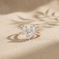 4CTW Heart Cut Contemporary Crossover Lab Grown Diamond Engagement Ring For Women Rose Gold