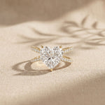 4CTW Heart Cut Contemporary Crossover Lab Grown Diamond Engagement Ring For Women Gold