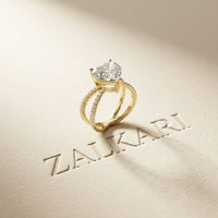 4CTW Heart Cut Contemporary Crossover Lab Grown Diamond Engagement Ring For Women Gold