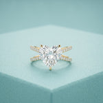 4CTW Heart Cut Contemporary Crossover Lab Grown Diamond Engagement Ring For Women Gold