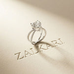 4CTW Heart Cut Contemporary Crossover Lab Grown Diamond Engagement Ring For Women White