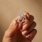 4CTW Heart Cut Contemporary Crossover Lab Grown Diamond Engagement Ring For Women White
