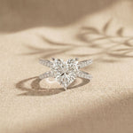 4CTW Heart Cut Contemporary Crossover Lab Grown Diamond Engagement Ring For Women White