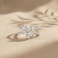4CTW Heart Cut Contemporary Crossover Lab Grown Diamond Engagement Ring For Women White