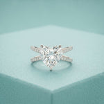 4CTW Heart Cut Contemporary Crossover Lab Grown Diamond Engagement Ring For Women White