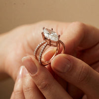4CTW Marquise Cut Elegant Twisted Band Lab Grown Diamond Engagement Ring For Women Rose Gold