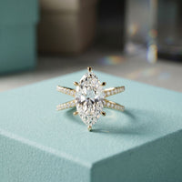 4CTW Marquise Cut Elegant Twisted Band Lab Grown Diamond Engagement Ring For Women Gold