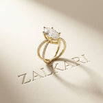 4CTW Marquise Cut Elegant Twisted Band Lab Grown Diamond Engagement Ring For Women Gold