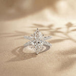 4CTW Marquise Cut Elegant Twisted Band Lab Grown Diamond Engagement Ring For Women White