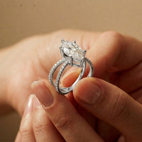 4CTW Marquise Cut Elegant Twisted Band Lab Grown Diamond Engagement Ring For Women White