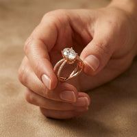 4CTW Oval Cut Swirl Shank Lab Grown Diamond Engagement Ring For Women Rose Gold