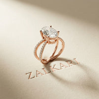 4CTW Oval Cut Swirl Shank Lab Grown Diamond Engagement Ring For Women Rose Gold