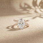 4CTW Oval Cut Swirl Shank Lab Grown Diamond Engagement Ring For Women Rose Gold