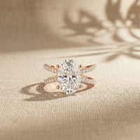 4CTW Oval Cut Swirl Shank Lab Grown Diamond Engagement Ring For Women Rose Gold