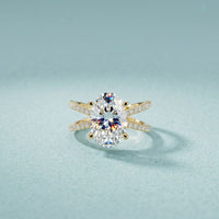 4CTW Oval Cut Swirl Shank Lab Grown Diamond Engagement Ring For Women Gold