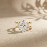 4CTW Oval Cut Swirl Shank Lab Grown Diamond Engagement Ring For Women Gold