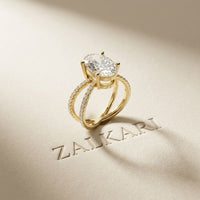 4CTW Oval Cut Swirl Shank Lab Grown Diamond Engagement Ring For Women Gold