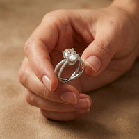 4CTW Oval Cut Swirl Shank Lab Grown Diamond Engagement Ring For Women White