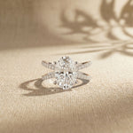 4CTW Oval Cut Swirl Shank Lab Grown Diamond Engagement Ring For Women White