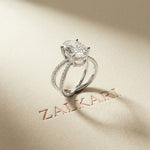 4CTW Oval Cut Swirl Shank Lab Grown Diamond Engagement Ring For Women White