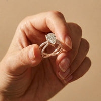 4CTW Pear Cut Graceful Crossover Lab Grown Diamond Engagement Ring For Women Rose Gold