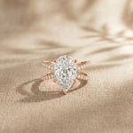 4CTW Pear Cut Graceful Crossover Lab Grown Diamond Engagement Ring For Women Rose Gold