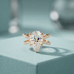 4CTW Pear Cut Graceful Crossover Lab Grown Diamond Engagement Ring For Women Rose Gold